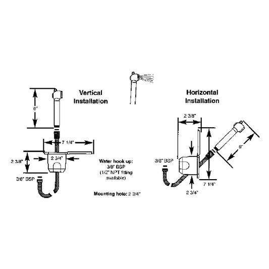 Scandvik Recessed Shower w6 White Hose PushButton 12106P