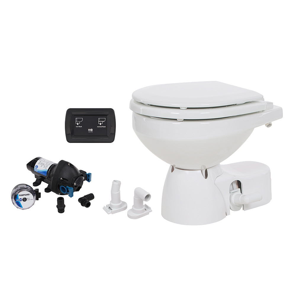 Jabsco Quiet Flush E2 Raw Water Toilet Compact Bowl 24V Soft Close Lid 382453094RSP