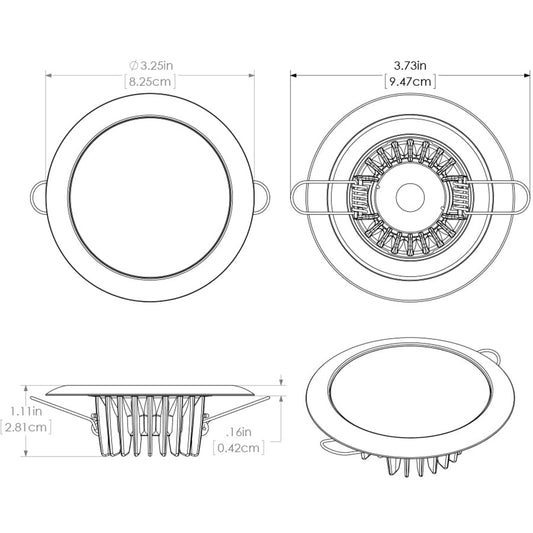 Lumitec Mirage Flush Mount Down Light Glass FinishWhite Bezel 3Color RedBlue NonDimming wWhite Dimming 113128