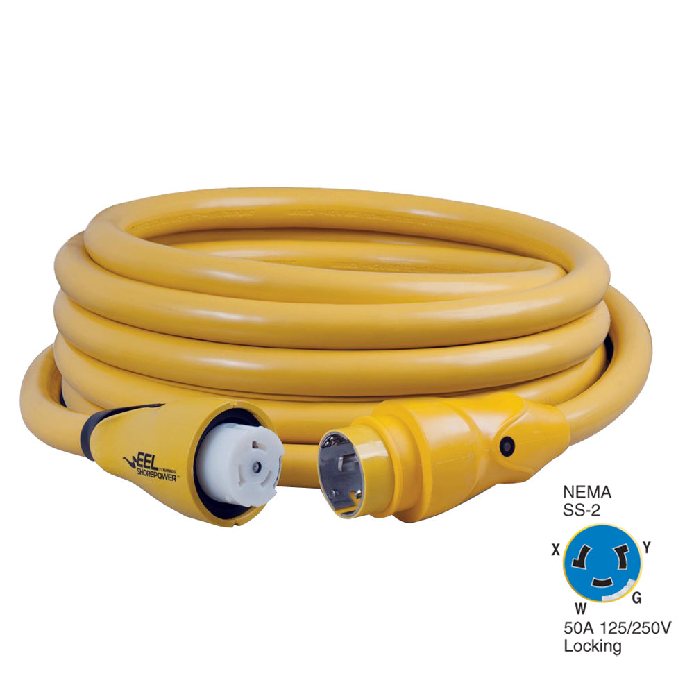 Marinco CS50425 EEL 50A 125V250V Shore Power Cordset 25 Yellow CS50425