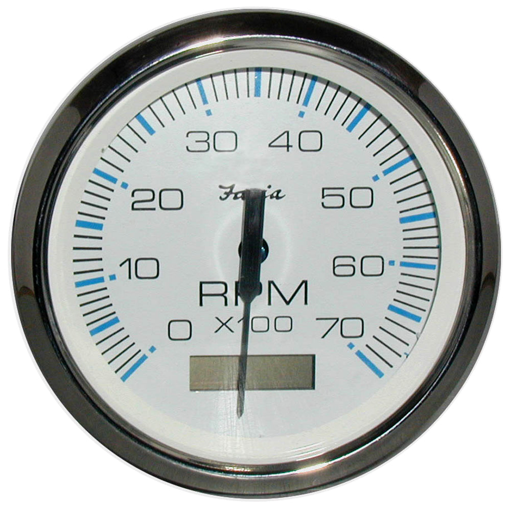 Faria Chesapeake White SS 4 Tachometer wHourmeter 7000 RPM Gas Outboard 33840