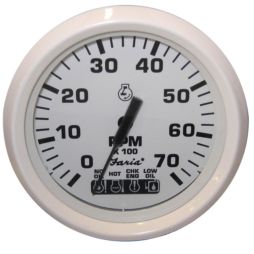 Faria Dress White 4 Tachometer wSystemcheck Indicator 7000 RPM Gas Johnson Evinrude Outboard 33150