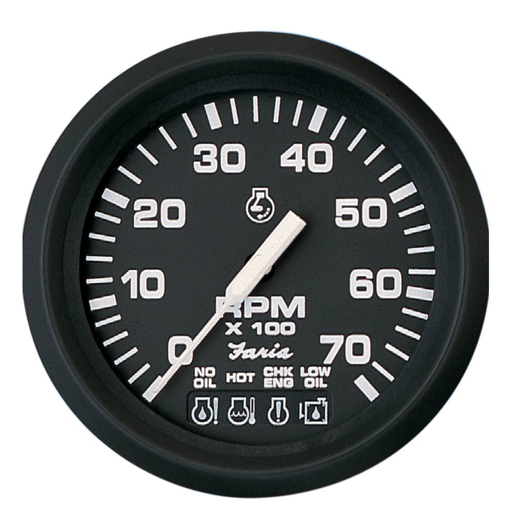 Faria Euro Black 4 Tachometer wSystemcheck 7000 RPM Gas f Johnson Evinrude Outboard 32850