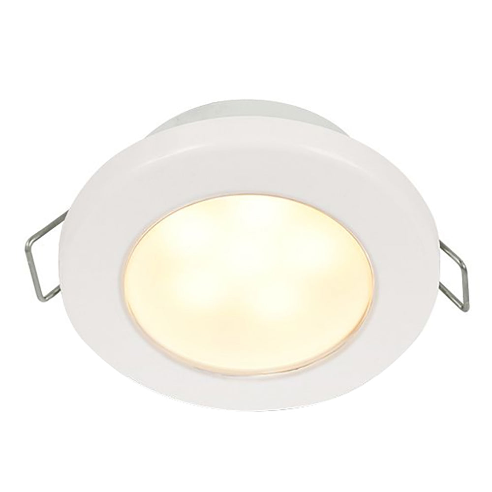Hella Marine EuroLED 75 3 Round Spring Mount Down Light Warm White LED White Plastic Rim 12V 958109511