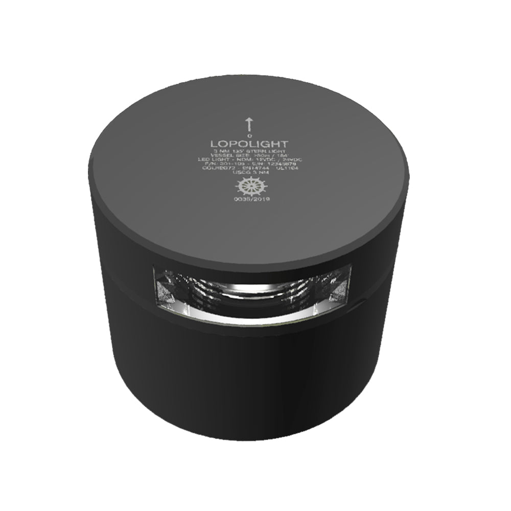 Lopolight Series 301105 Stern Light 3NM Horizontal Mount White Black Housing 301105B