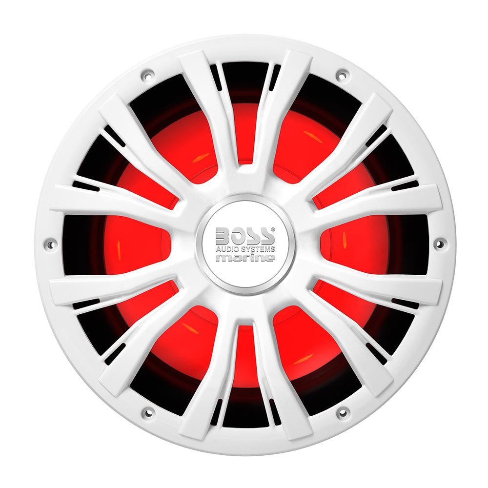 Boss Audio 10 MRG10W Subwoofer wRGB Lighting White 800W MRGB10W