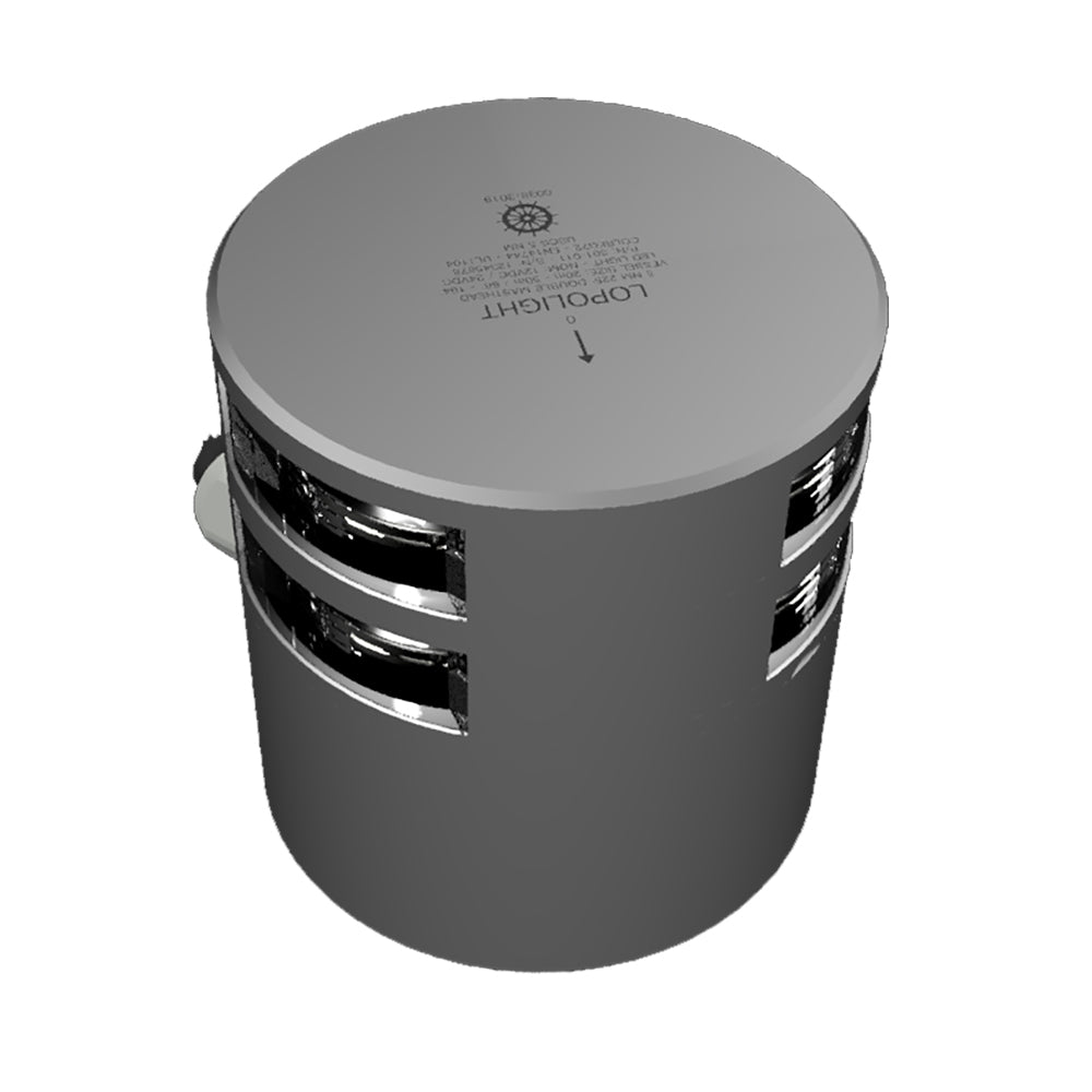 Lopolight Series 301011 Double Stacked Masthead Light 5NM Horizontal Mount White Silver Housing 301011KLST