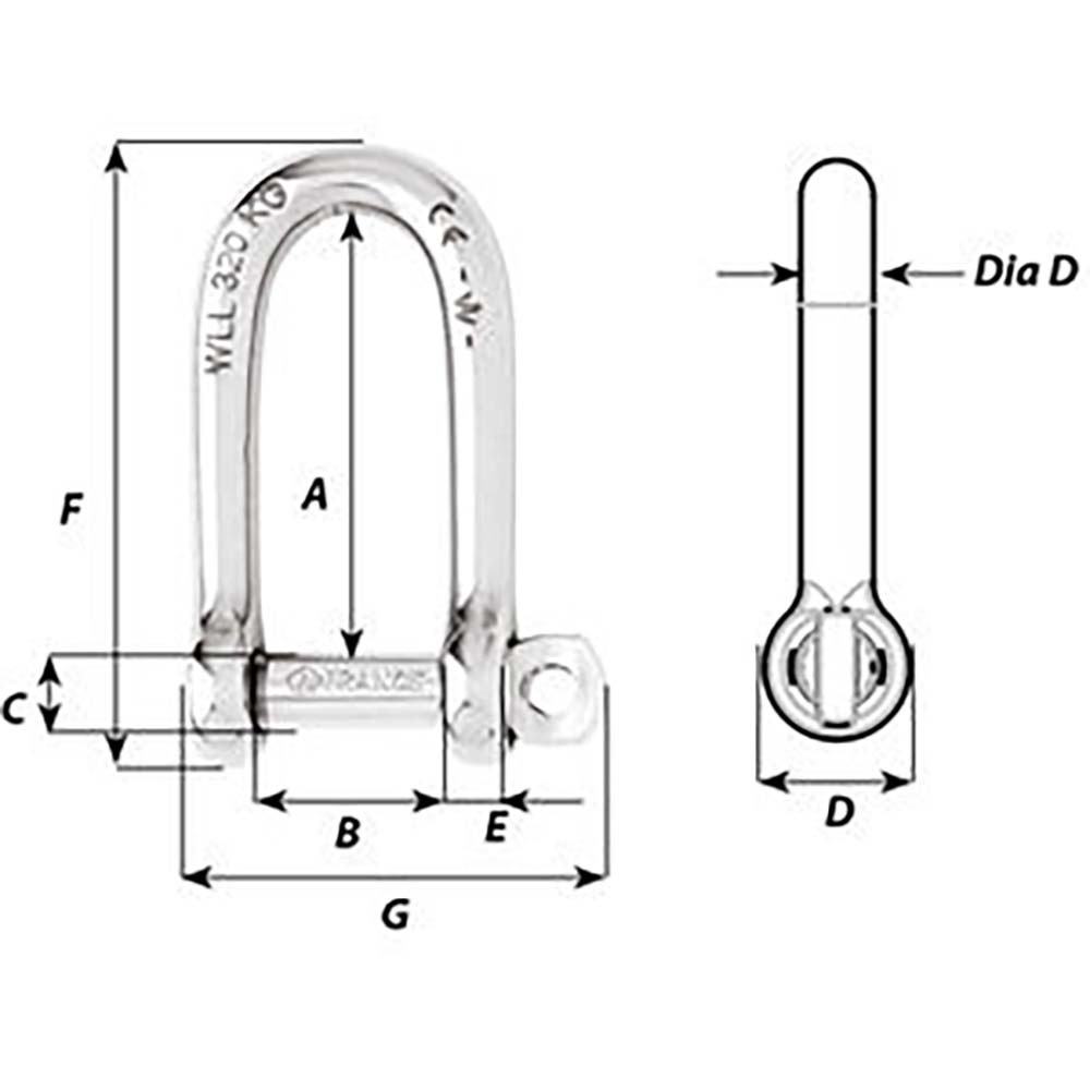Wichard SelfLocking Long D Shackle Diameter 6mm 14 01213