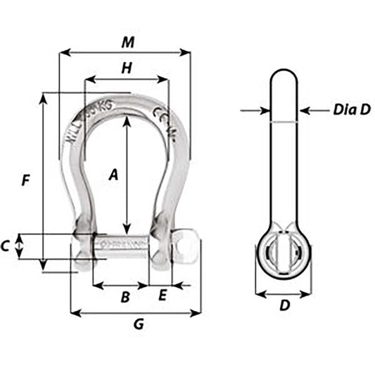 Wichard SelfLocking Bow Shackle Diameter 5mm 316 01242