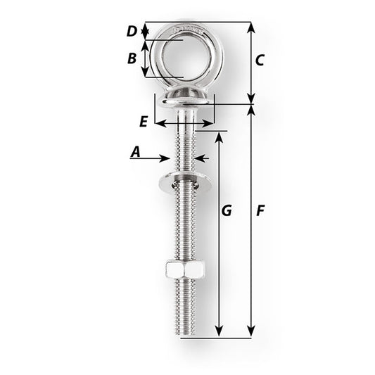 Wichard Eye Bolt M10 x 150mm Length 100mm 06495