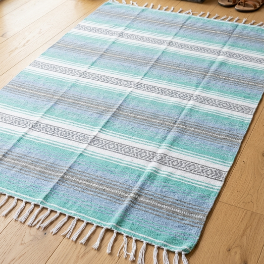 Mint Blue Ocean Mexican Falsa Yoga Blanket