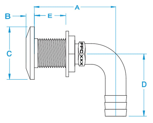 1" SS Thru Hull w/ Bronze Hose Connection (O4705)