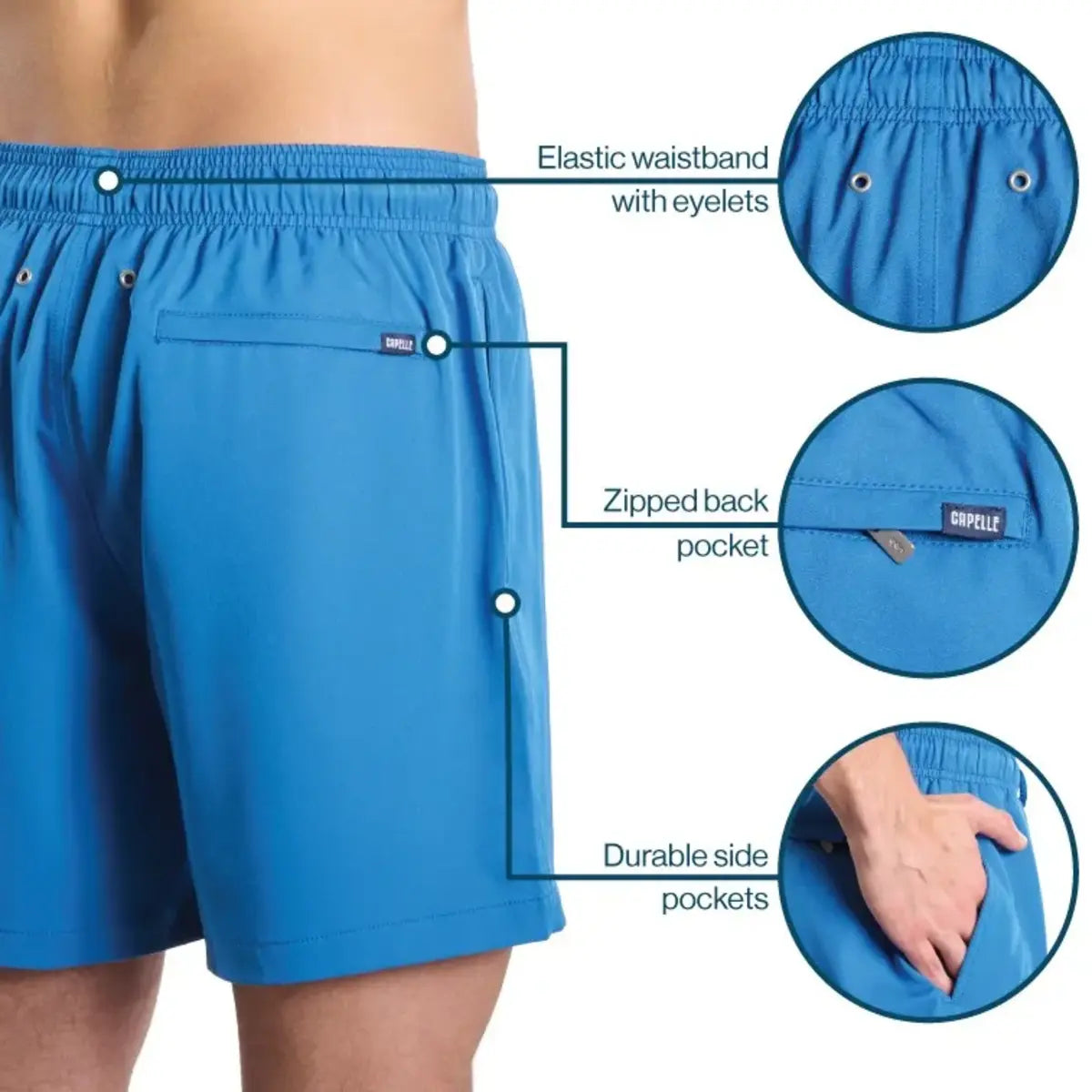 Men’s Premium Compression-Lined Hybrid Shorts – Coastal Cabana - Sun and Sky