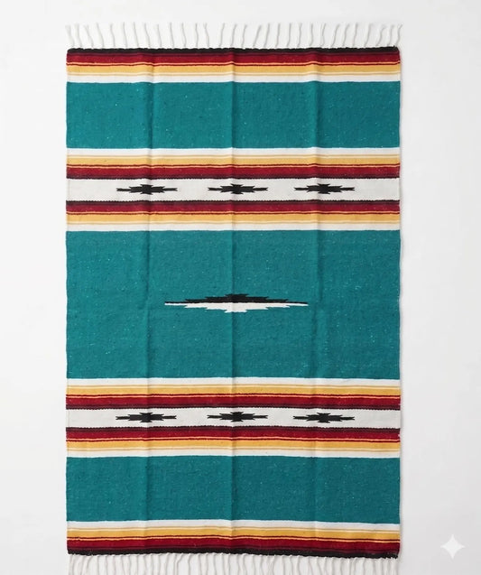 Teal Sunset Baja Diamond Yoga Blanket