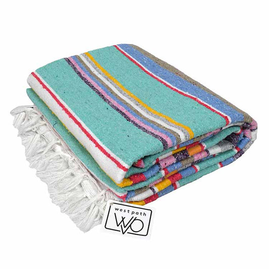 100% Cotton Serape Blanket - Mint Pastel