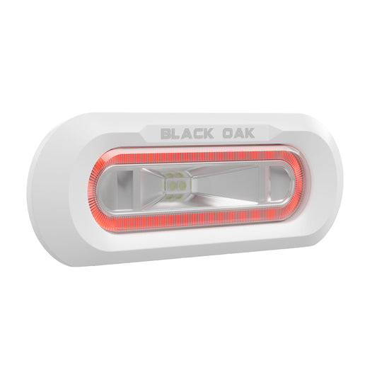Black Oak Low Pro Marine Spreader Light  Flush Mount  White Housing  Red LED MLPSFR