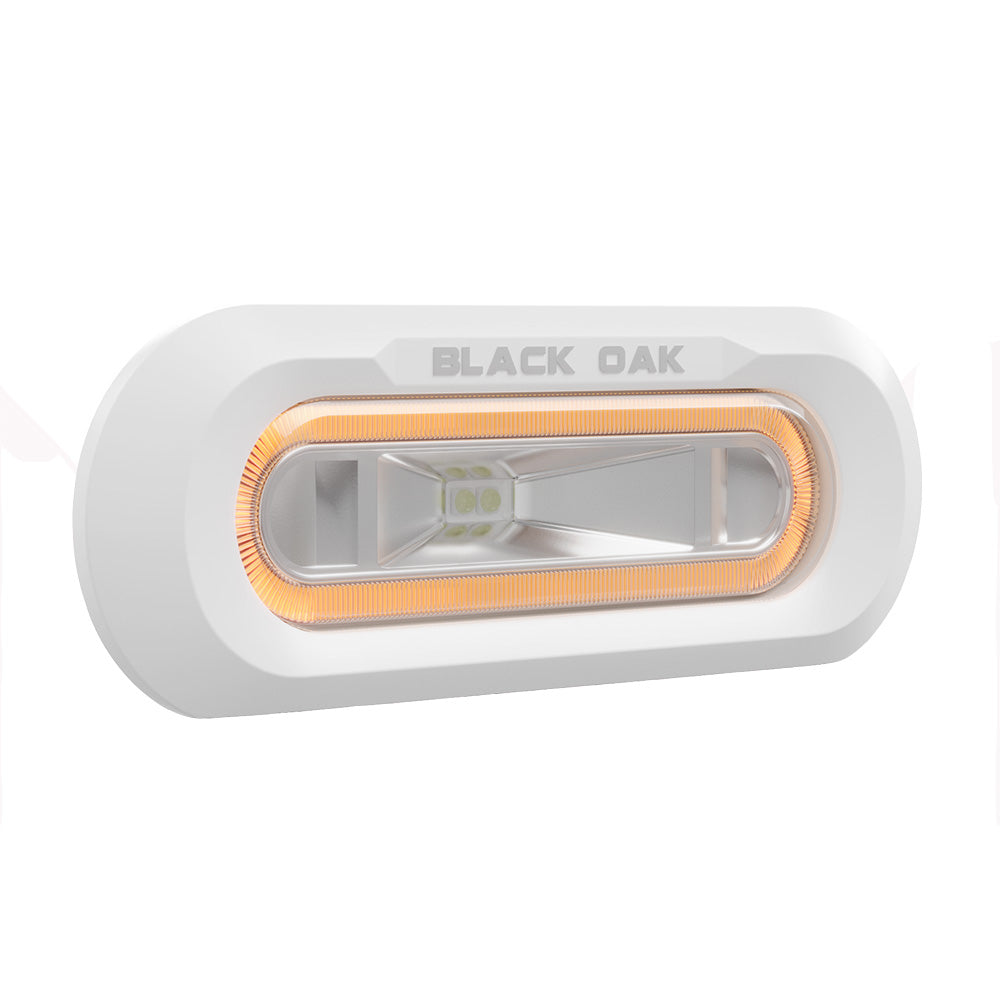 Black Oak Low Pro Marine Spreader Light  Flush Mount  White Housing  Amber LED MLPSFA