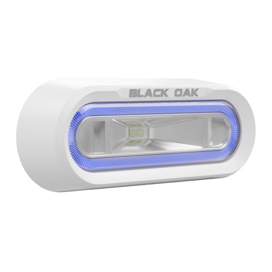 Black Oak Low Pro Off Road Spreader Light  Bracket Mount  White Housing  Blue LED MLPSB