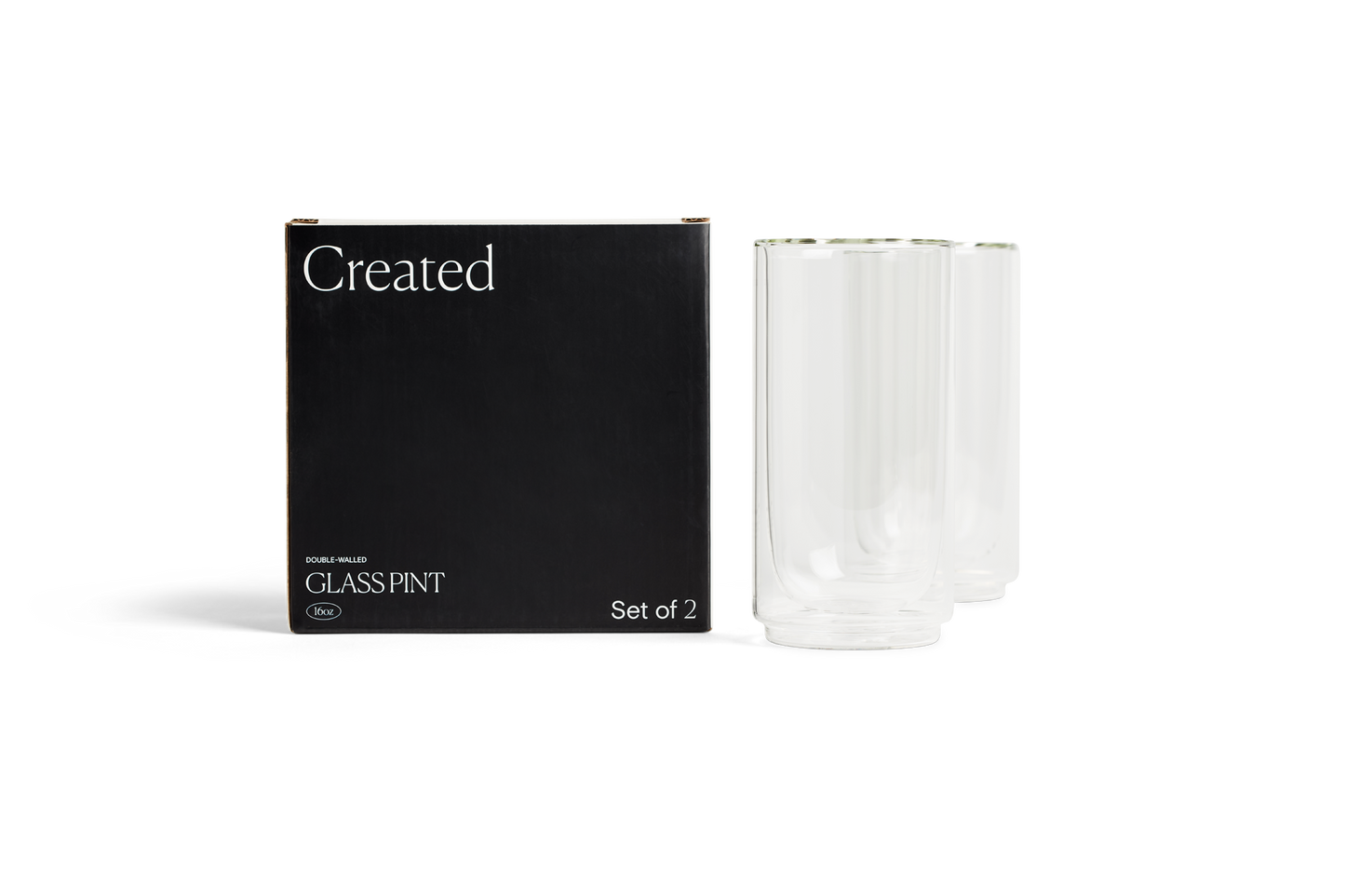 Cove 16oz Glass Pint - Set of 2 - Clear