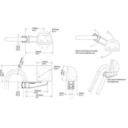 Scanstrut Scanpod Single Instrument Pod Precut Arm Mounted  Fits 1  13 Rails SPR1IAM
