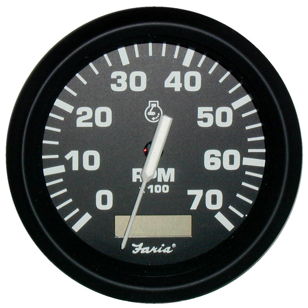 Faria Euro Black 4 Tachometer wHourmeter  7000 RPM Gas  Outboard 32840