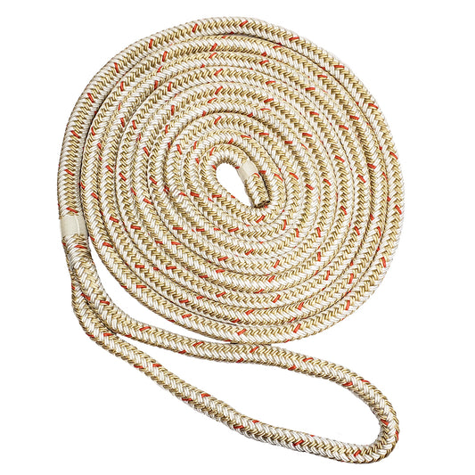 New England Ropes 34 Double Braid Dock Line  WhiteGold wTracer  25 C50592400025