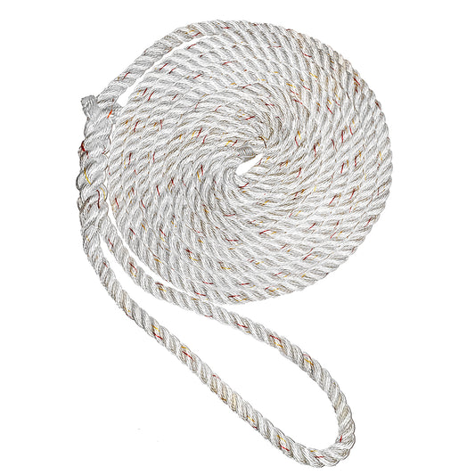 New England Ropes 58Premium 3Strand Dock Line  White wTracer  25 C60502000025