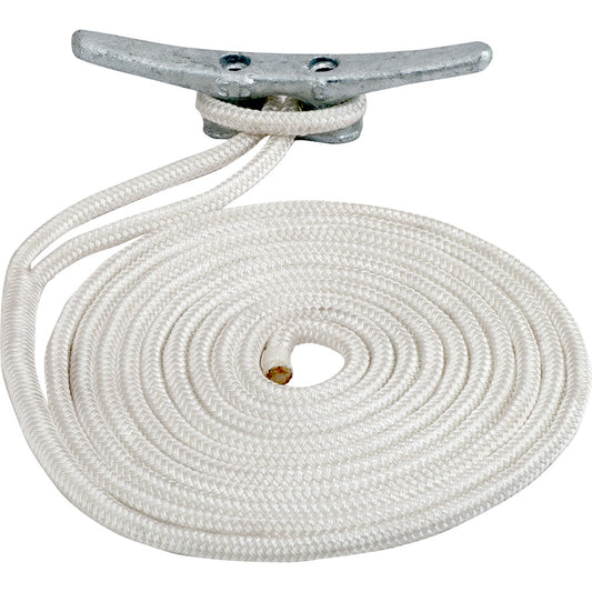 SeaDog Double Braided Nylon Dock Line  38 x 10  White 302110010WH1