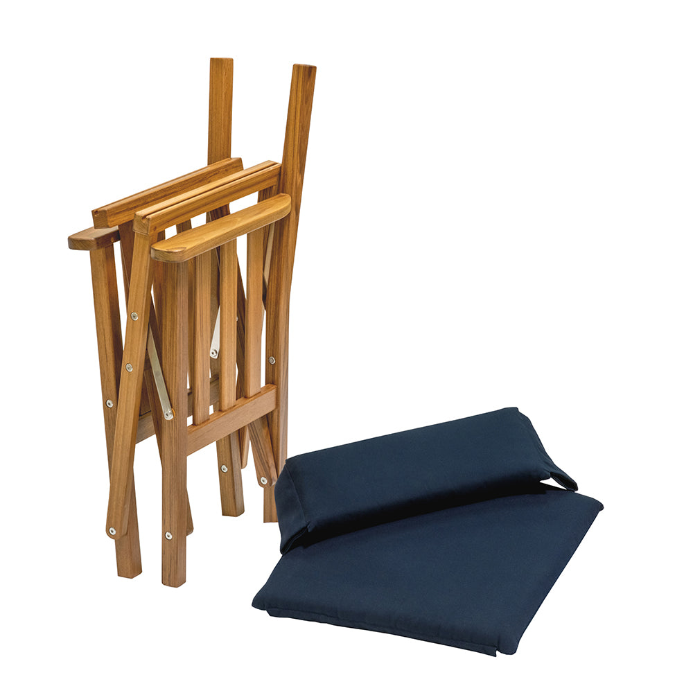Whitecap Directors Chair II wNavy Cushion  Teak 61052