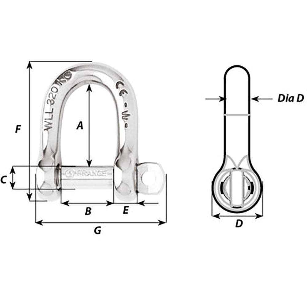 Wichard SelfLocking D Shackle  Diameter 6mm  14 01203