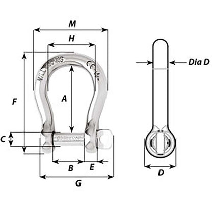 Wichard SelfLocking Bow Shackle  Diameter 5mm  316 01242
