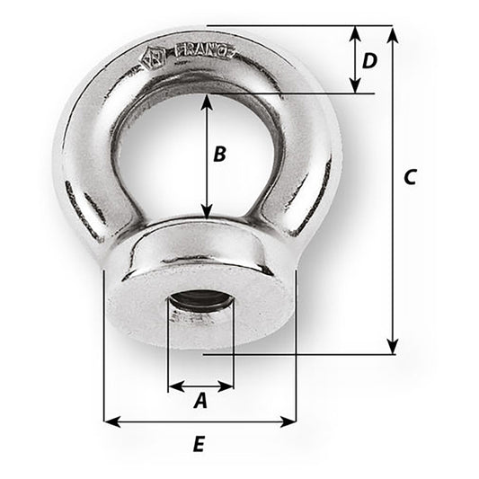 Wichard 10mm Eye Nut  Thread M10 x 150mm 06355