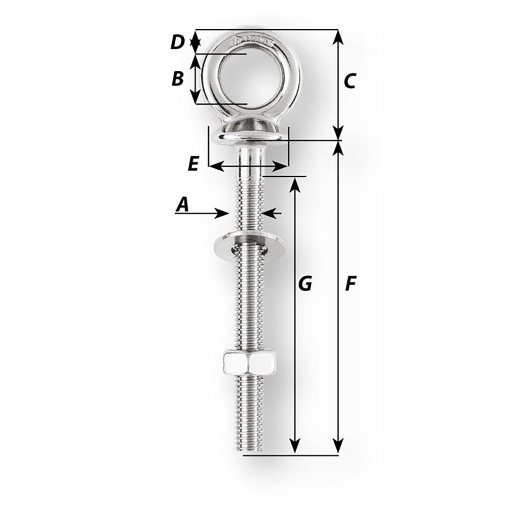 Wichard Eye Bolt  M10 x 150mm  Length 100mm 06495