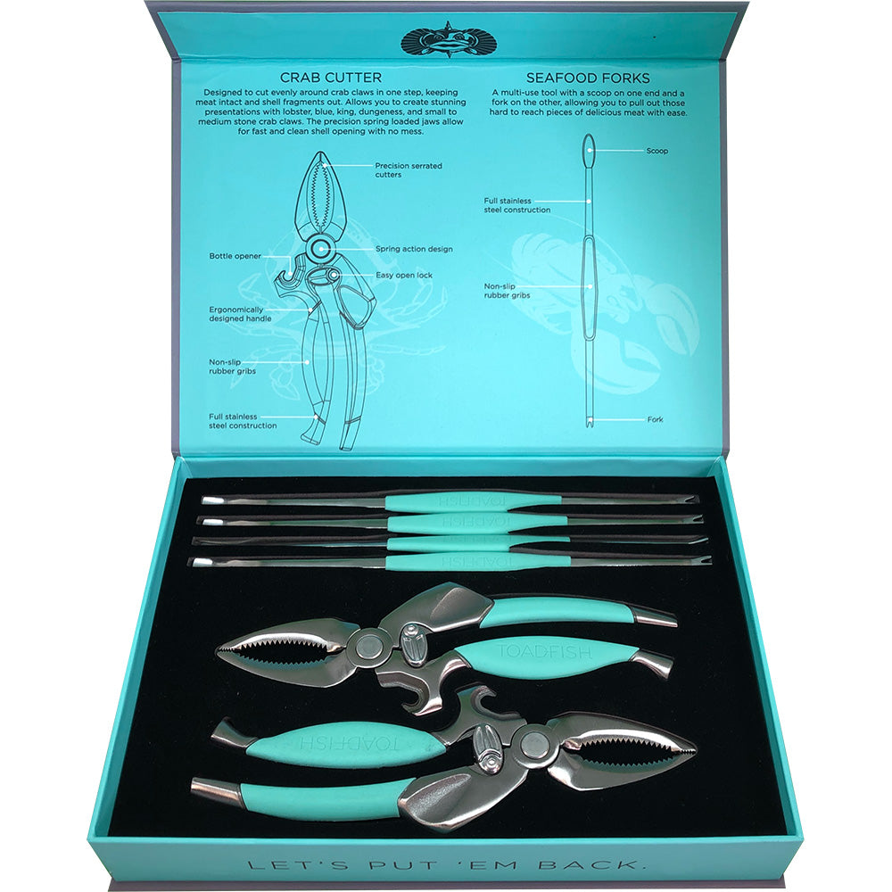 Toadfish CrabLobster Tool Set  2 Shell Cutters  4 Seafood Forks 1022