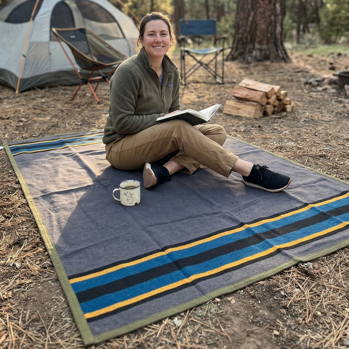 Canvas Camping Blanket - Waxed Canvas Outdoor Blanket / Bushcraft Blanket