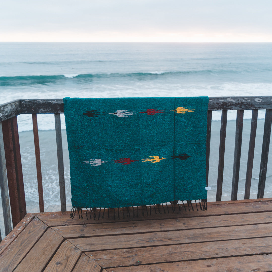 Turquoise Green Baja Thunderbird Blanket