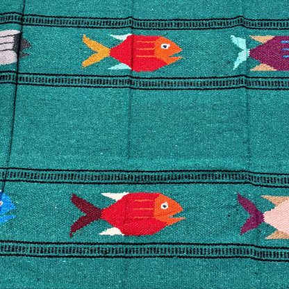 Midnight Teal Baja Fish Yoga Blanket