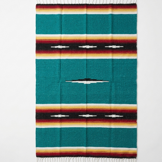 Teal Sunset Baja Diamond Yoga Blanket