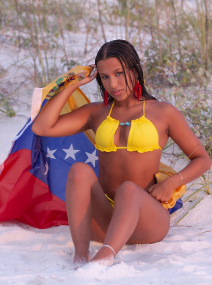 Ari Scrunched Bikini Top - Miami Heat