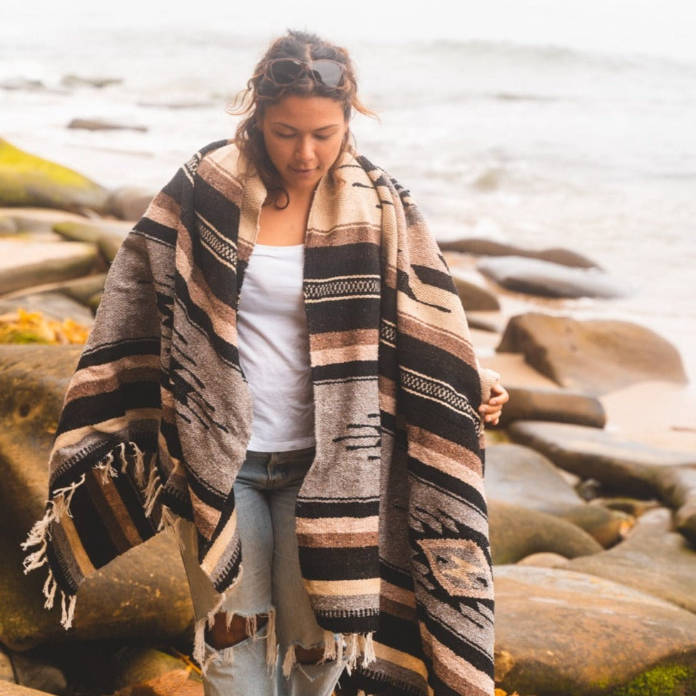 Brown Wool Mexican Blanket - PRE ORDER 6/28