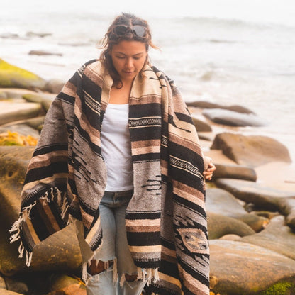 Brown Wool Mexican Blanket - PRE ORDER 6/28