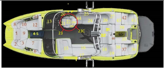 MasterCraft 2018- X23 CONVERTIBLE CENTER REAR SEAT CUSHION SKIN