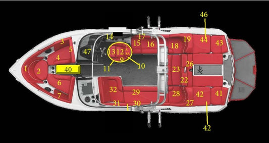 MasterCraft CENTER REAR CONVERTIBLE FLIP SEAT BACKREST SKIN 2018- XT23