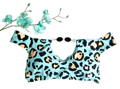Jassmine Bikini Top - Mint Leopard