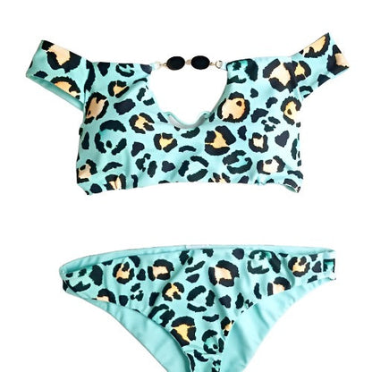 Jassmine Bikini Top - Mint Leopard