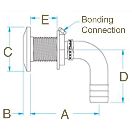 3/4" SS Thru Hull with Bronze Hose Connection (O4704)