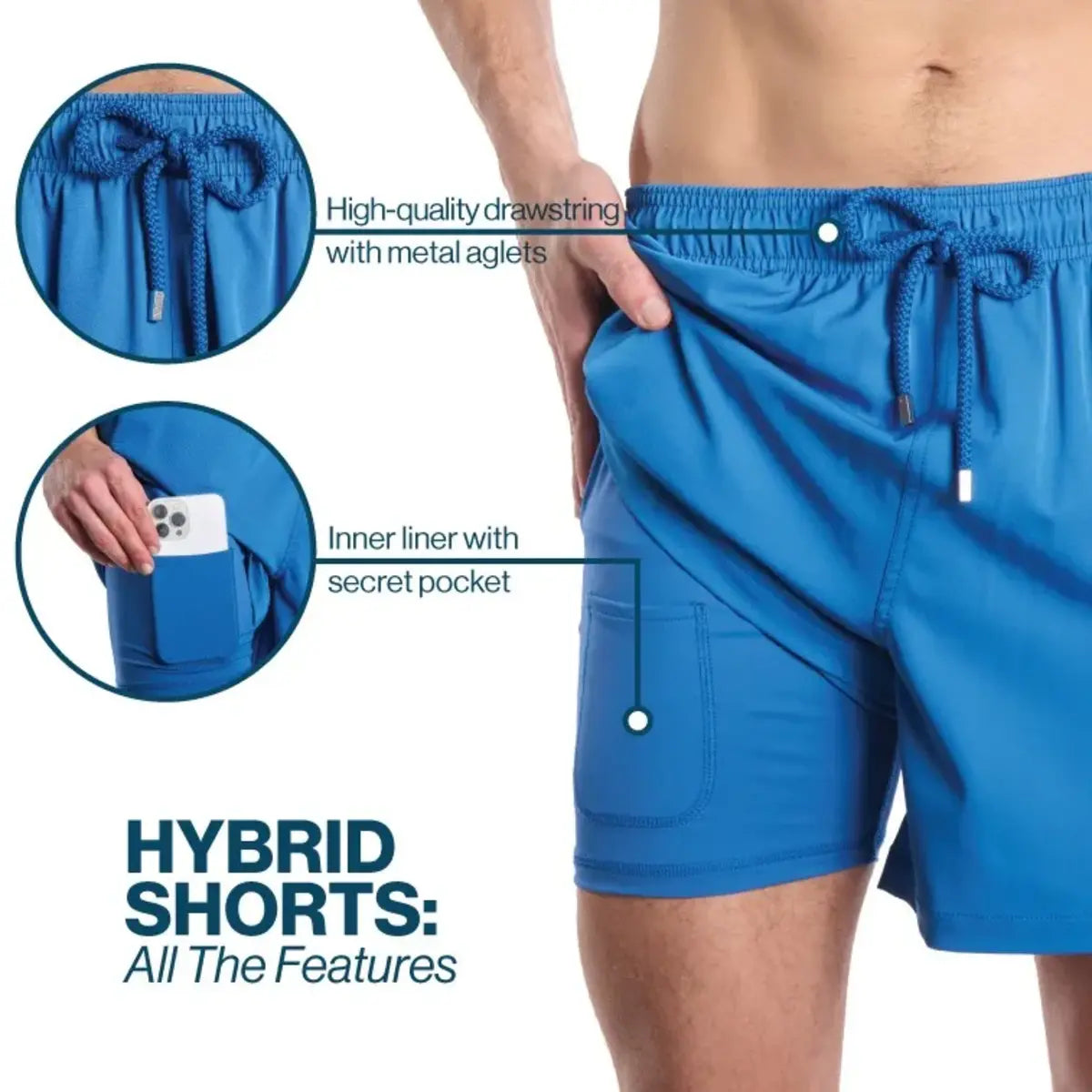 Men’s Premium Compression-Lined Hybrid Shorts – Sunset Spritz - Ocean and Heat