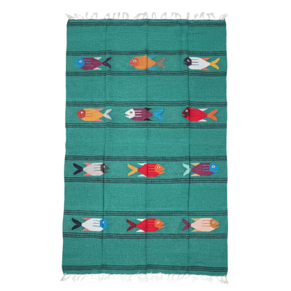 Midnight Teal Baja Fish Yoga Blanket