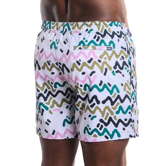 Men’s Premium Compression-Lined Hybrid Shorts – Line Rush-Orchid and Kelp