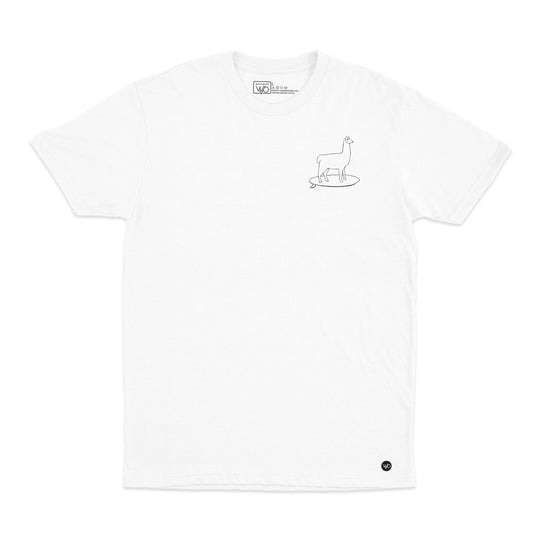 Surfing Llama White Tee - Organic Cotton